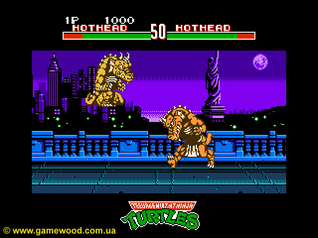 Скриншот игры Teenage Mutant Ninja Turtles: Tournament Fighters | Dendy (NES) | Hothead против Hothead'а