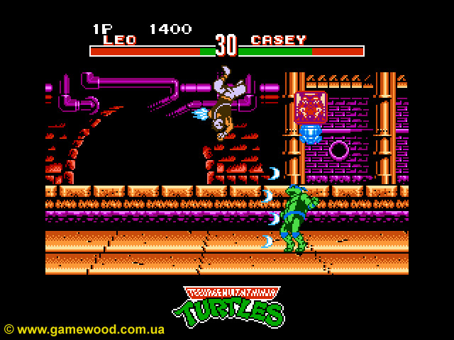 Скриншот игры Teenage Mutant Ninja Turtles: Tournament Fighters | Dendy (NES) | «Энергетический вихрь» Кейси