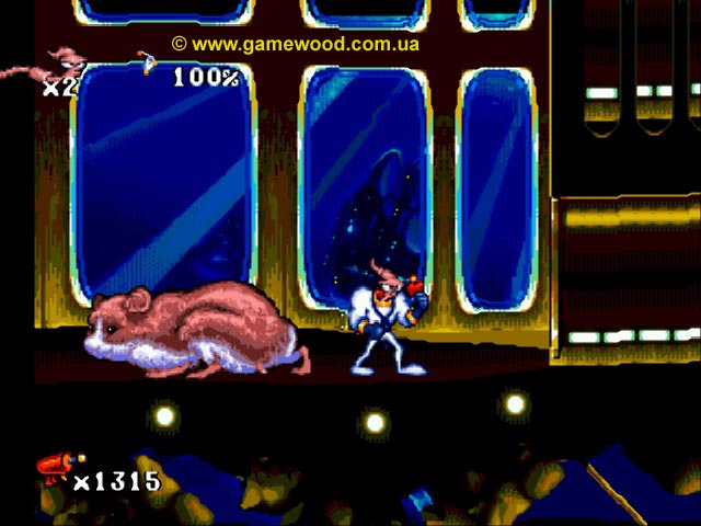 Скриншот игры Earthworm Jim («Червяк Джим») | Sega Mega Drive 2 (Genesis) | Пушистый друг