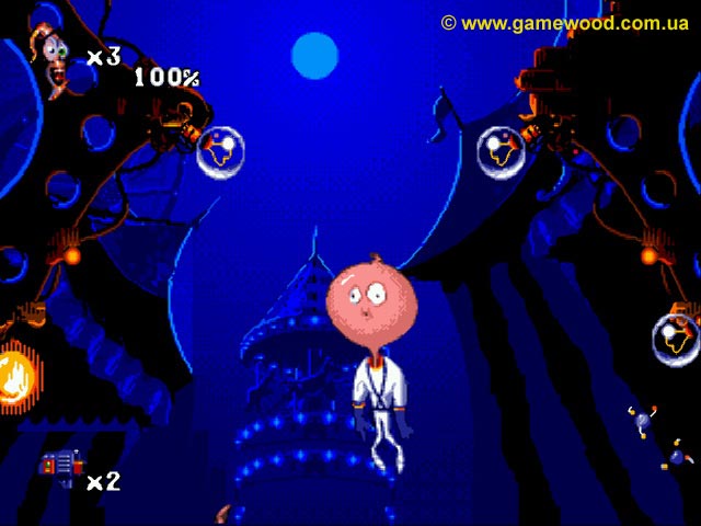 Скриншот игры Earthworm Jim 2 («Червяк Джим 2») | Sega Mega Drive 2 (Genesis) | Уровень Inflated Head