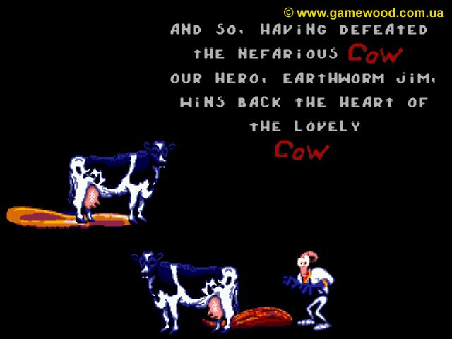 Скриншот игры Earthworm Jim 2 («Червяк Джим 2») | Sega Mega Drive 2 (Genesis) | Интересная концовка