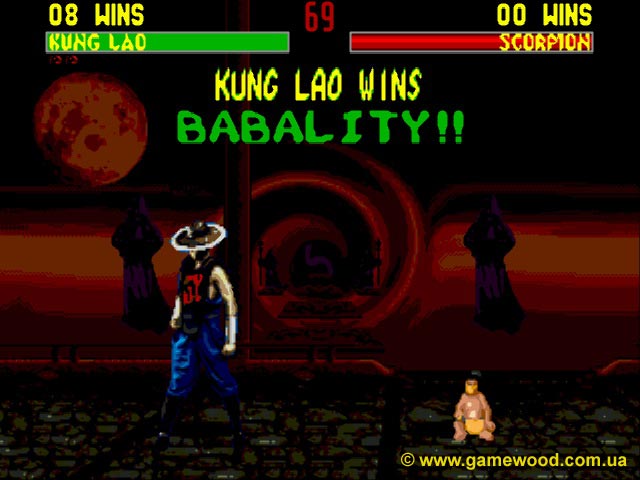 Скриншот игры Mortal Kombat 2 («Смертельный бой 2») | Sega Mega Drive 2 (Genesis) | Babality