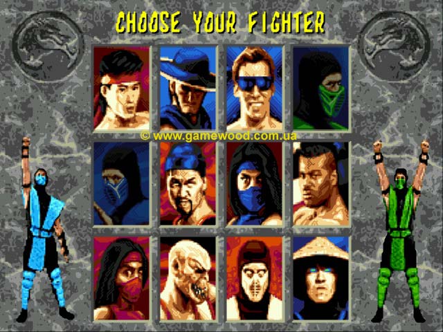 Скриншот игры Mortal Kombat 2 («Смертельный бой 2») | Sega Mega Drive 2 (Genesis) | Бойцы смертельной битвы