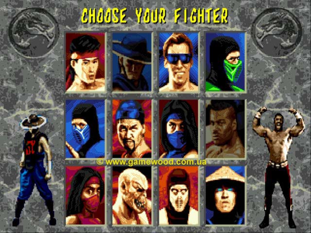 Скриншот игры Mortal Kombat 2 («Смертельный бой 2») | Sega Mega Drive 2 (Genesis) | Выбери своего бойца