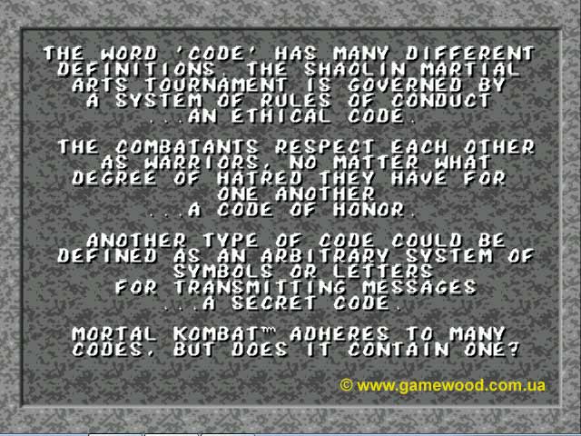 Скриншот игры Mortal Kombat («Мортал Комбат») | Sega Mega Drive 2 (Genesis) | Выключенный режим «кровавый код»