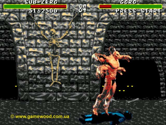 Скриншот игры Mortal Kombat («Мортал Комбат») | Sega Mega Drive 2 (Genesis) | Горо любит сверху