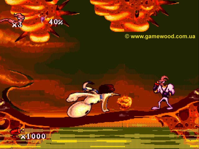 Скриншот игры Earthworm Jim («Червяк Джим») | Sega Mega Drive 2 (Genesis) | Новый год начинается