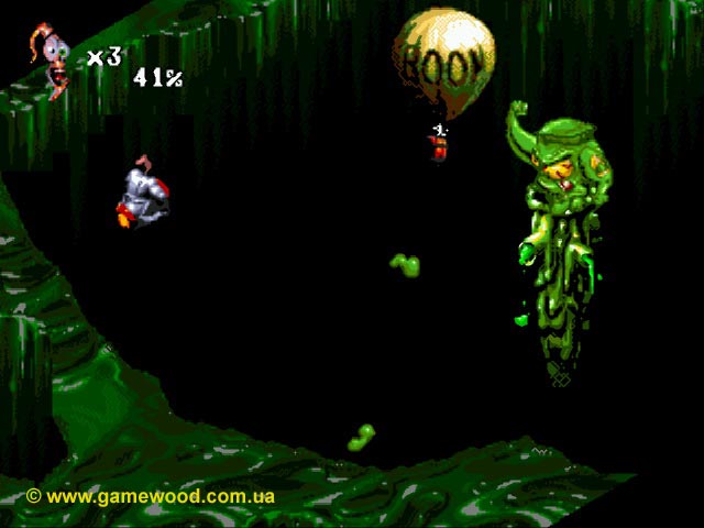 Скриншот игры Earthworm Jim 2 («Червяк Джим 2») | Sega Mega Drive 2 (Genesis) | Уровень The Flyin' King