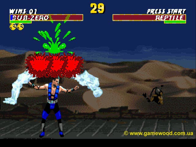 Скриншот игры Ultimate Mortal Kombat 3 («Смертельный бой 3. Дополненная версия», «Супер Мортал Комбат 3») | Sega Mega Drive 2 (Genesis) | Мороженное мясо