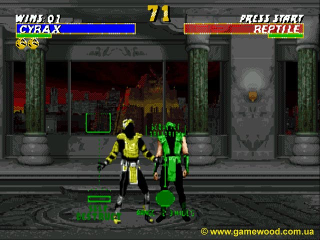 Скриншот игры Ultimate Mortal Kombat 3 («Смертельный бой 3. Дополненная версия», «Супер Мортал Комбат 3») | Sega Mega Drive 2 (Genesis) | Самоуничтожение