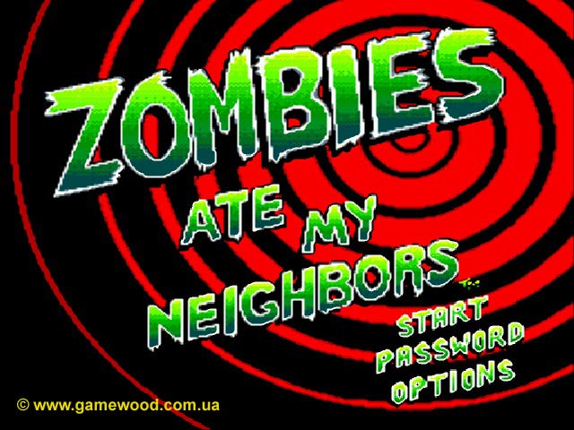 Скриншот игры Zombies Ate My Neighbors (Zombies, «Зомби съели моих соседей») | Sega Mega Drive 2 (Genesis) | Титульная заставка