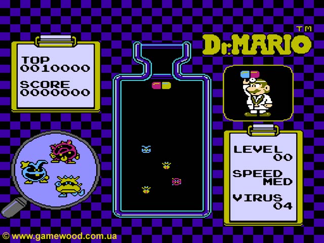Скриншот игры Dr. Mario | Dendy (NES) | Нашествие вирусов