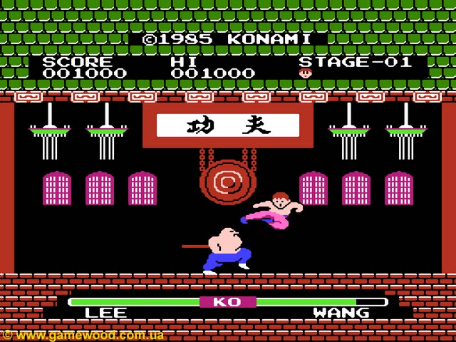 Скриншот игры Yie Ar Kung-Fu | Dendy (NES) | Удар ногой в голову