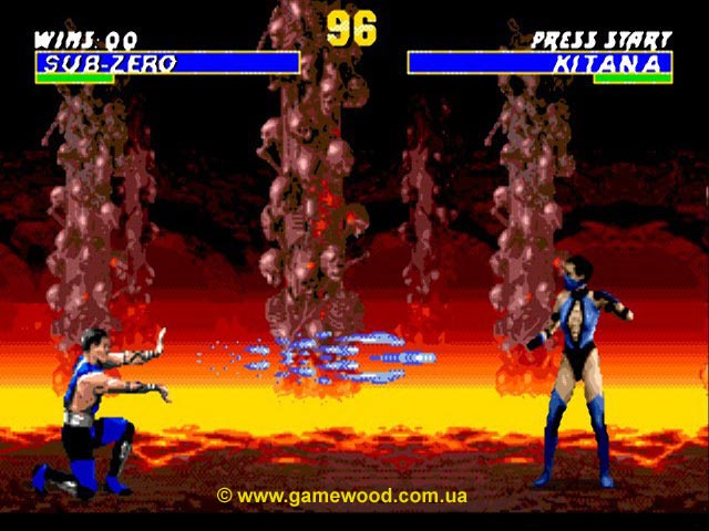 Скриншот игры Ultimate Mortal Kombat 3 («Смертельный бой 3. Дополненная версия», «Супер Мортал Комбат 3») | Sega Mega Drive 2 (Genesis) | Боевая зона Scorpions Lair