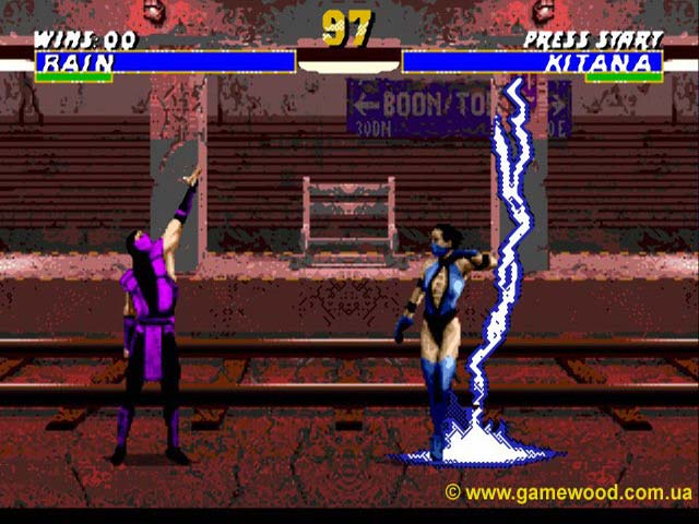 Скриншот игры Ultimate Mortal Kombat 3 («Смертельный бой 3. Дополненная версия», «Супер Мортал Комбат 3») | Sega Mega Drive 2 (Genesis) | Боевая зона The Subway