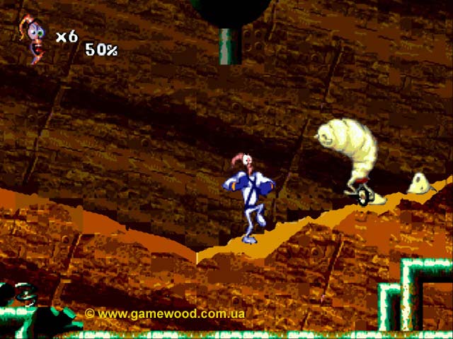 Скриншот игры Earthworm Jim 2 («Червяк Джим 2») | Sega Mega Drive 2 (Genesis) | Уровень Lorenzen's Soil