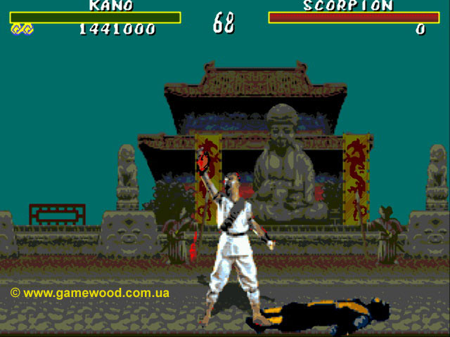 Скриншот игры Mortal Kombat («Мортал Комбат») | Sega Mega Drive 2 (Genesis) | Вырвал сердце из груди