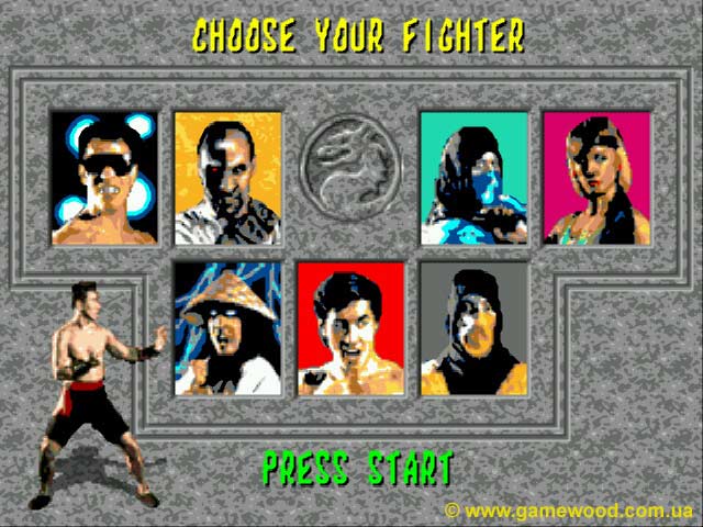 Скриншот игры Mortal Kombat («Мортал Комбат») | Sega Mega Drive 2 (Genesis) | Бойцы первого турнира
