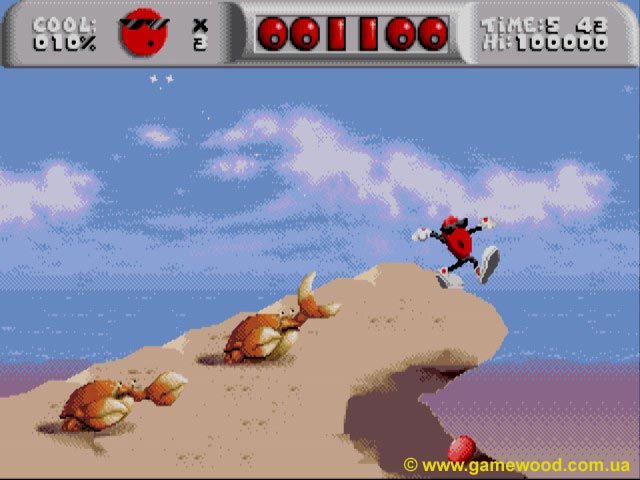 Скриншот игры Cool Spot («Крутой Спот») | Sega Mega Drive 2 (Genesis) | Море покалено