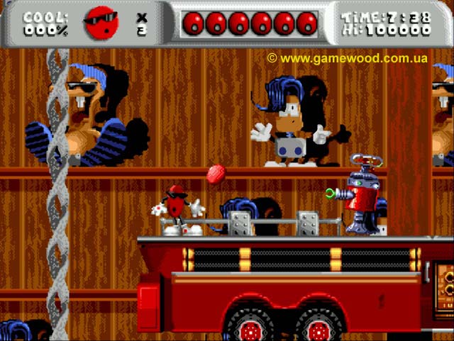 Скриншот игры Cool Spot («Крутой Спот») | Sega Mega Drive 2 (Genesis) | Дьявольские игрушки