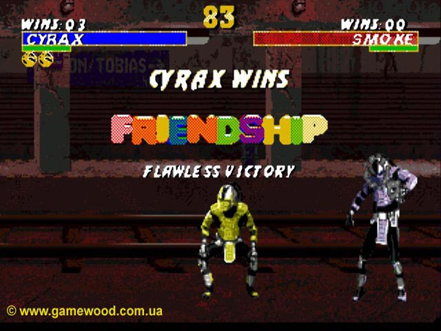 Скриншот игры Ultimate Mortal Kombat 3 («Смертельный бой 3. Дополненная версия», «Супер Мортал Комбат 3») | Sega Mega Drive 2 (Genesis) | Friendship