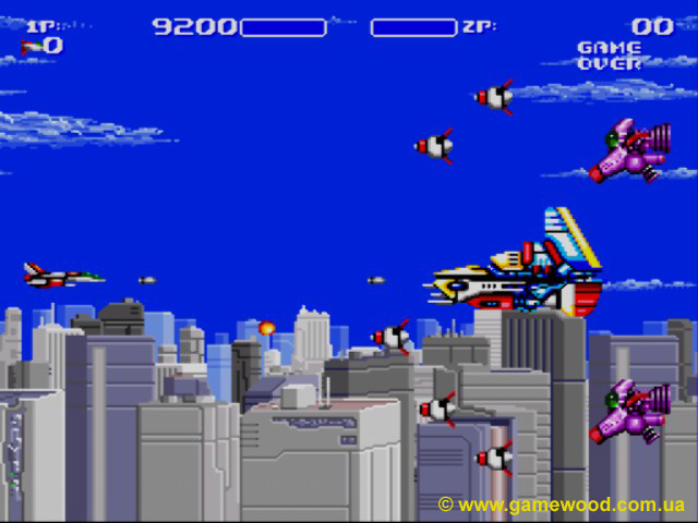 Скриншот игры Aero Blasters: Trouble Specialty Raid Unit (Air Buster: Trouble Specialty Raid Unit) | Sega Mega Drive 2 (Genesis) | Хорошо вооруженный противник