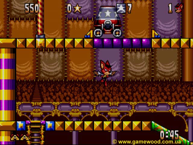 Скриншот игры Aero the Acro-Bat | Sega Mega Drive 2 (Genesis) | В цирке