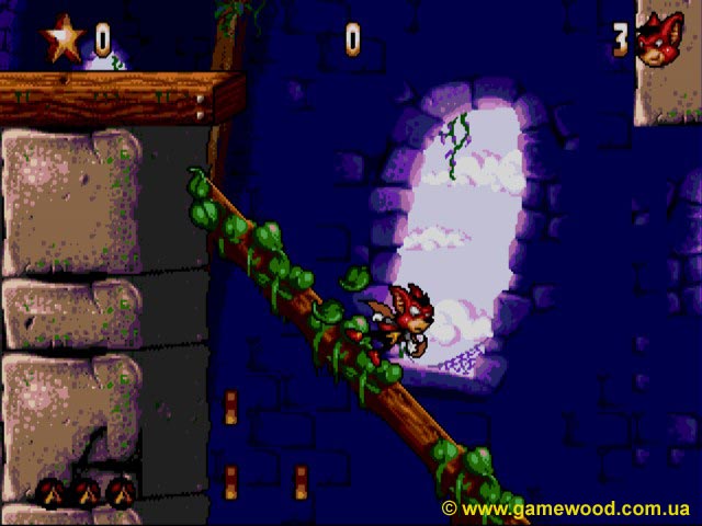 Скриншот игры Aero the Acro-Bat 2 | Sega Mega Drive 2 (Genesis) | Быстрый спуск