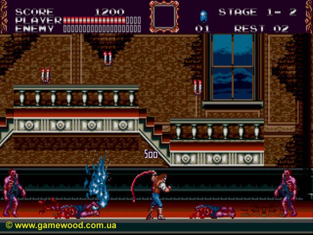Скриншот игры Castlevania: Bloodlines (Castlevania: The New Generation, Vampire Killer) | Sega Mega Drive 2 (Genesis) | Полный дом нечисти