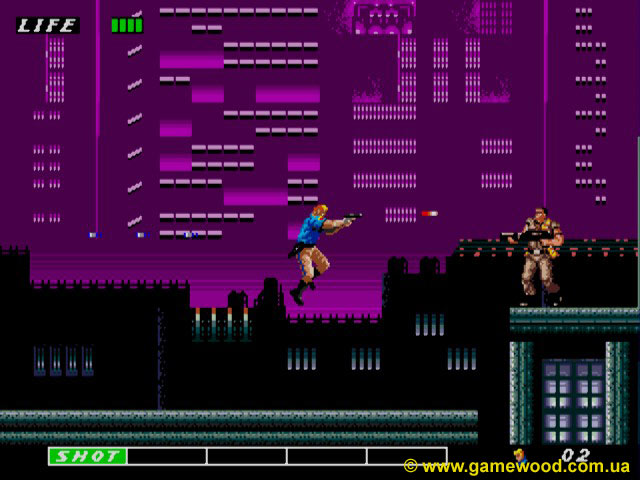 Скриншот игры Cyber Police - Eswat: City Under Siege (Cyber Police - Eswat) | Sega Mega Drive 2 (Genesis) | Выстрел в голову