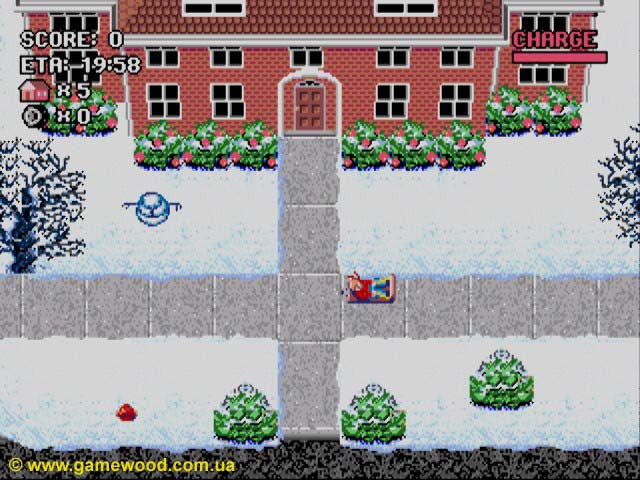Скриншот игры Home Alone (Home Alone: Esqueceram de Mim) | Sega Mega Drive 2 (Genesis) | Катание на санках