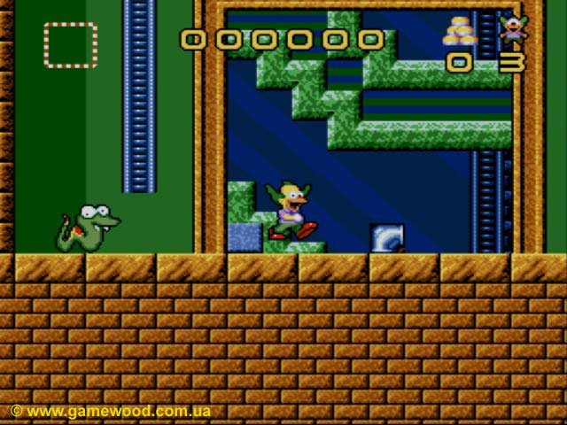 Скриншот игры Krusty's Super Fun House | Sega Mega Drive 2 (Genesis) | Змея сошла с ума