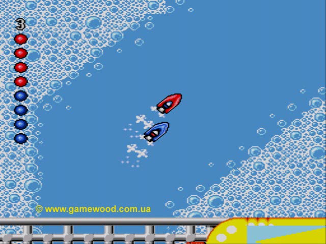 Скриншот игры Micro Machines | Sega Mega Drive 2 (Genesis) | Гонка в ванной