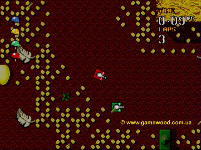 Скриншот игры Micro Machines: Military | Sega Mega Drive 2 (Genesis) | Гонка на танках