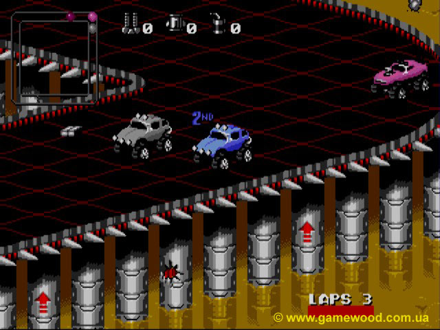 Скриншот игры Rock n' Roll Racing | Sega Mega Drive 2 (Genesis) | Гонки и рок-н-ролл