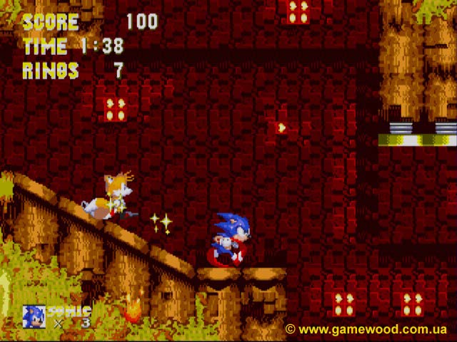 Скриншот игры Sonic 3: Sonic the Hedgehog | Sega Mega Drive 2 (Genesis) | Прыжок с обрыва
