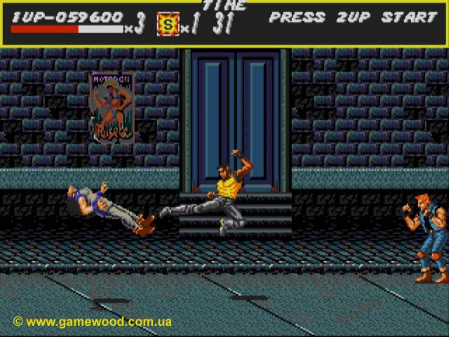 Скриншот игры Streets of Rage (Bare Knuckle) | Sega Mega Drive 2 (Genesis) | Хулиган в нокауте