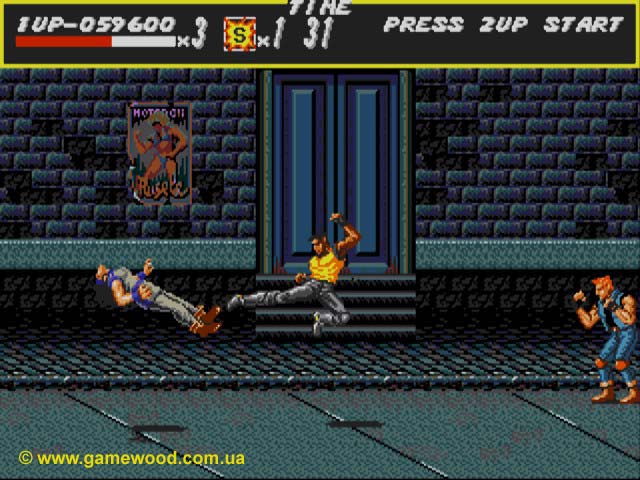 Скриншот игры Streets of Rage (Bare Knuckle) | Sega Mega Drive 2 (Genesis) | Хулиган в нокауте