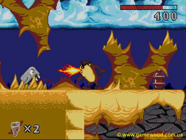 Скриншот игры Taz Mania | Sega Mega Drive 2 (Genesis) | Результат большого употребления перца