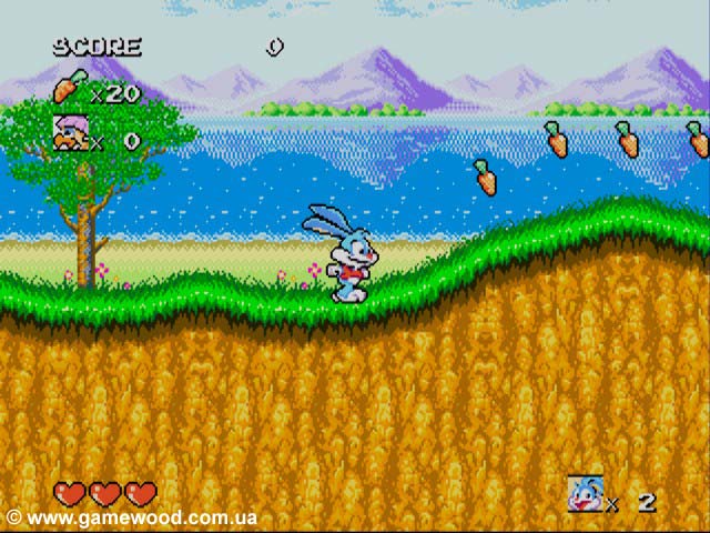 Скриншот игры Tiny Toon Adventures (Tiny Toon Adventures: Buster's Hidden Treasure) | Sega Mega Drive 2 (Genesis) | В морковке много витаминов