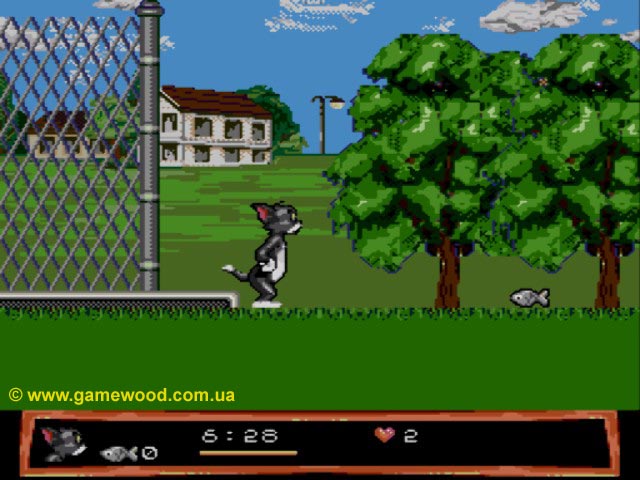 Скриншот игры Tom and Jerry: Frantic Antics | Sega Mega Drive 2 (Genesis) | Том обожает рыбку